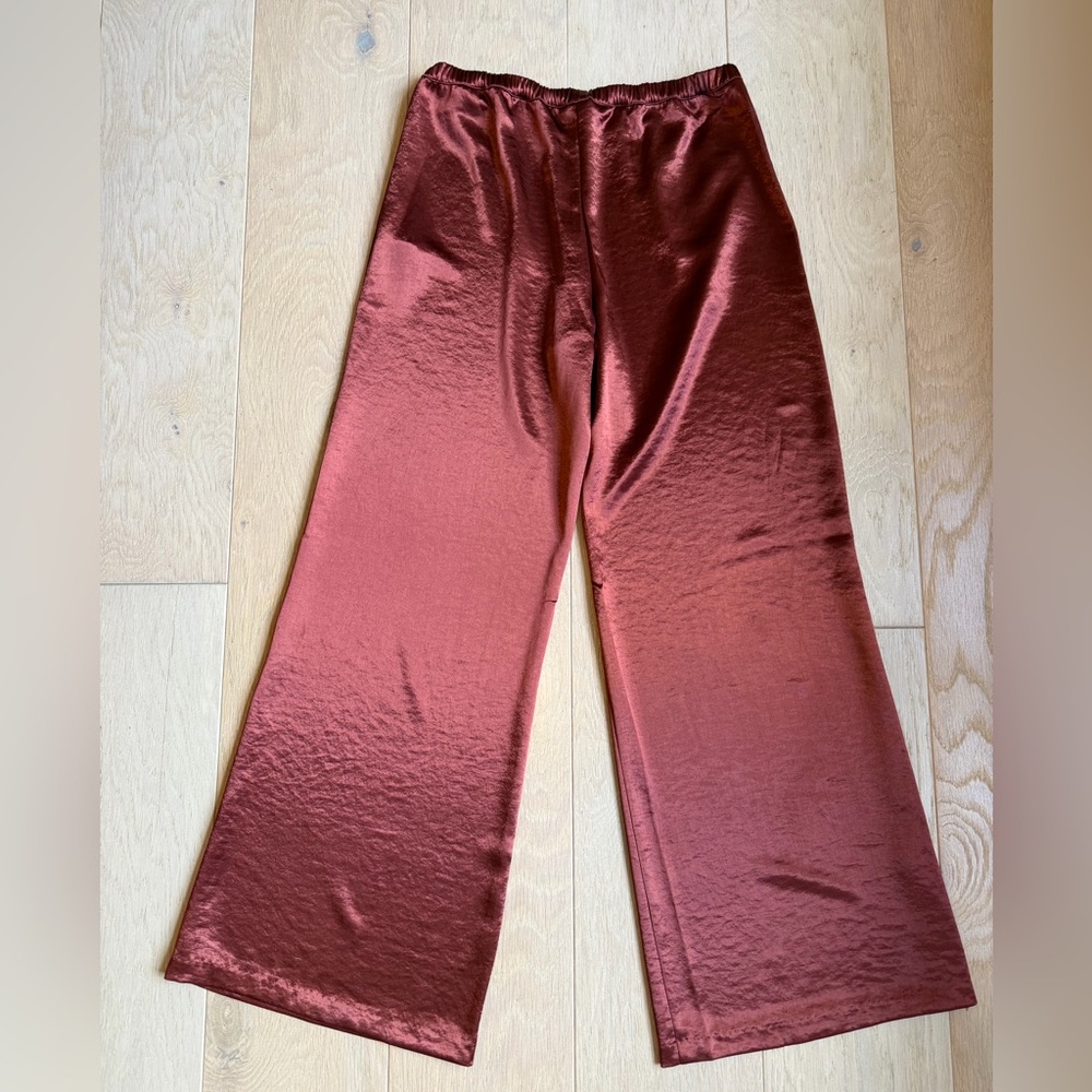 Amanda Uprichard Mariko Satin Wide Leg Pants Pull-On Copper – Medium, NWOT - Picture 5 of 5